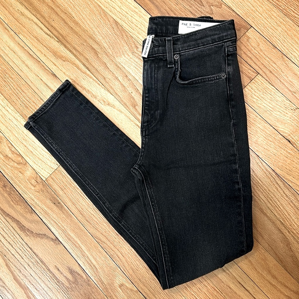 ✨ RAG & BONE ✨ NWT Black Destructed High Rise Ankle Skinny Jeans Size 25 - Picture 8 of 16